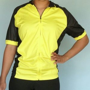 Yellow and black cycling jersey